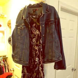 Torrid Jean jacket and knee length summer dress